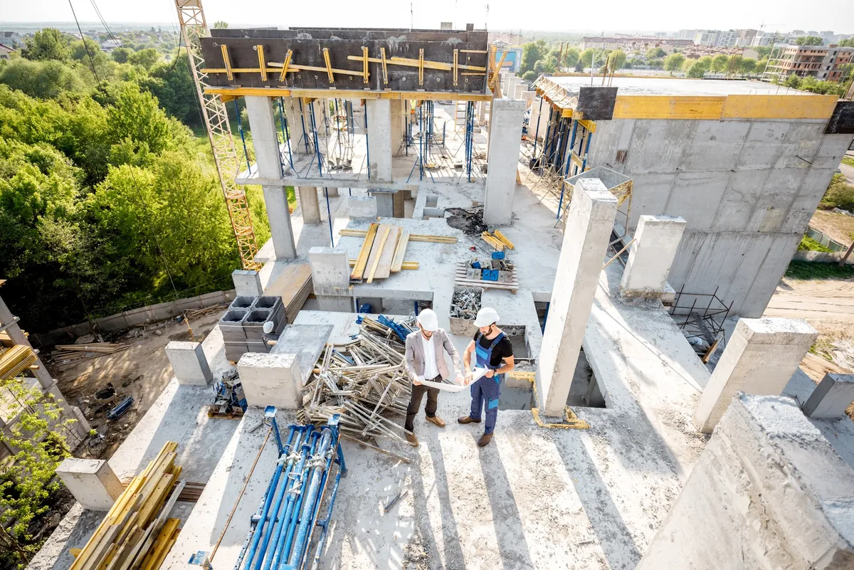 Construction site with workers
