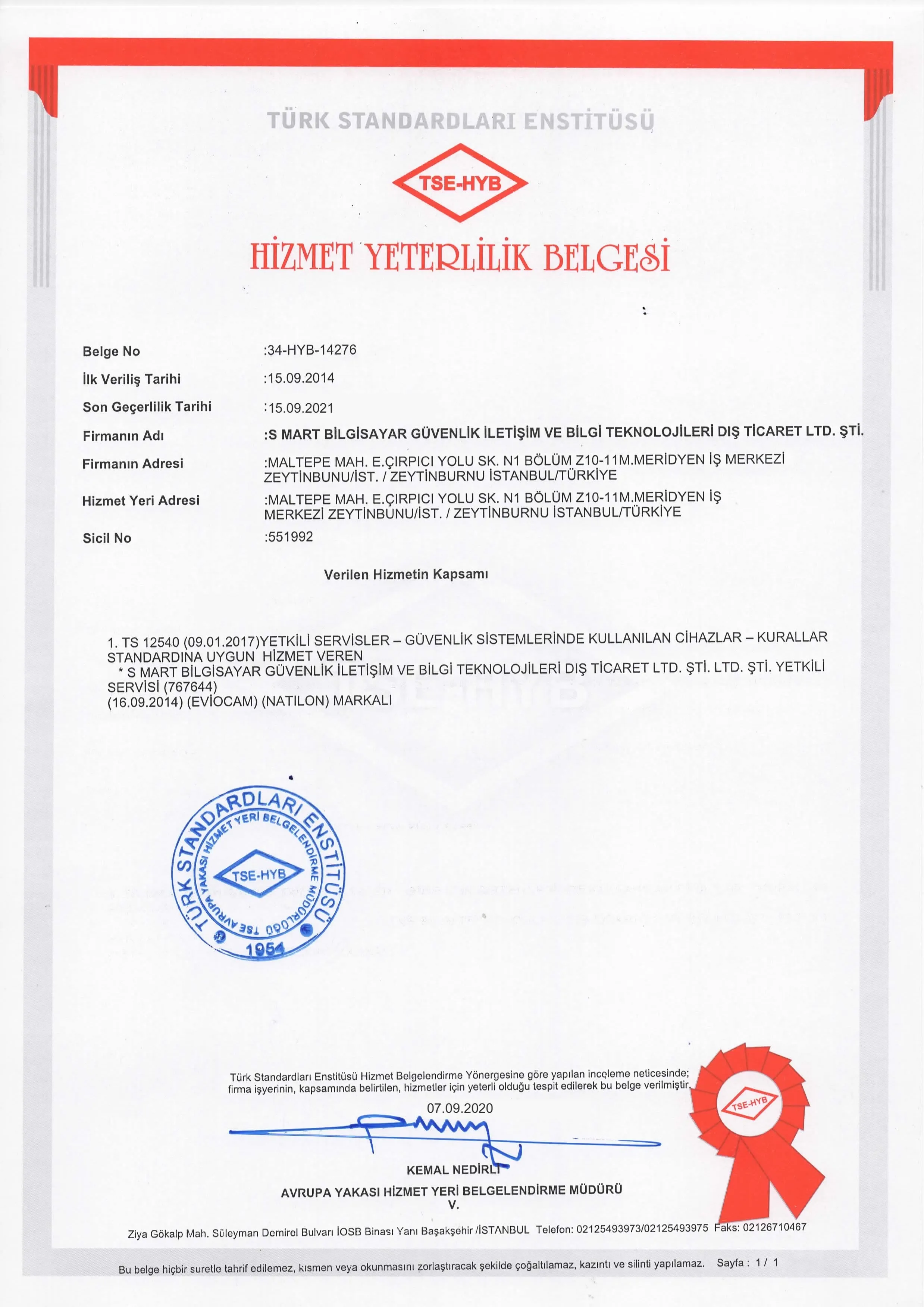 Turkish Standards Institute Service Qualification Document